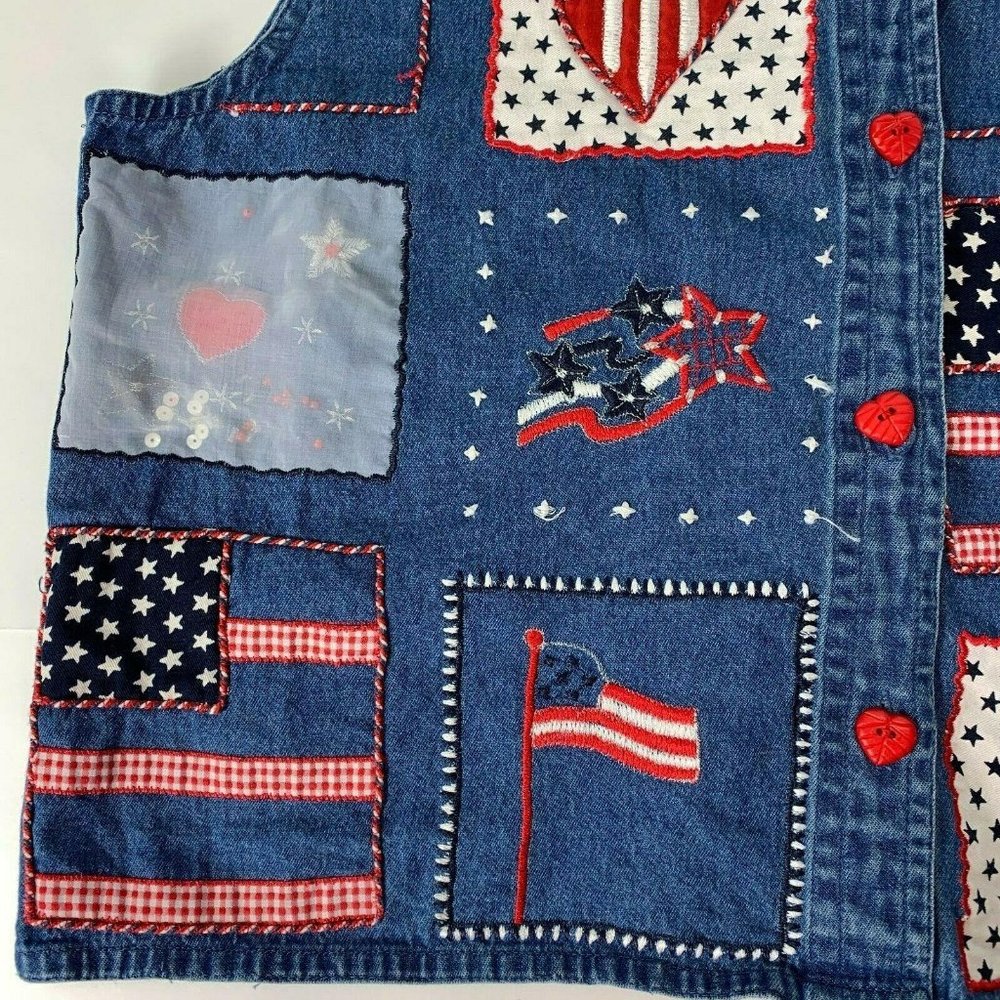 Carolina Blues Large USA Button Front Blouse Patri - Picture 7 of 9